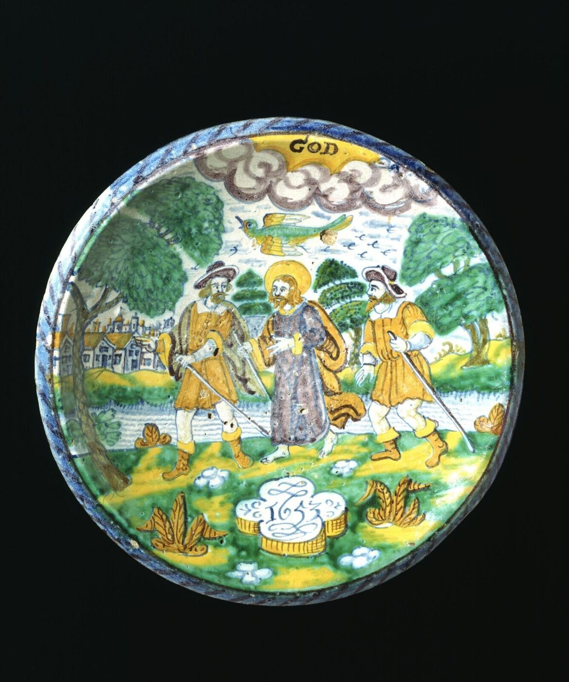 Дельфтское блюдо «Путь в Эммаус», 1653